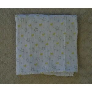 Swaddle Designs Moon & Stars Baby Blanket Swaddle Muslin White Yellow Gray